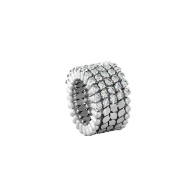 Bague bracelet 5 rangs Serafino Consoli Serafino en or blanc et diamants blanc,  taille ajustable