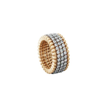 Bague bracelet 5 rangs Serafino Consoli Serafino en or rose, or blanc et diamants blanc,  taille ajustable