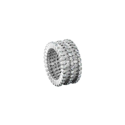 Bague bracelet 5 rangs Serafino Consoli Serafino en or blanc et diamants blanc,  taille ajustable