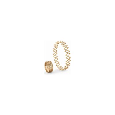 Bague bracelet Serafino Consoli demi pavé central en or rose et diamants blanc, taille ajustable