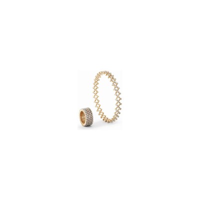 Bague bracelet 5 rangs Serafino Consoli pavé en or rose et diamants blanc, taille ajustable