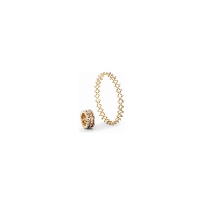 Bague bracelet 5 rangs Serafino Consoli Alternato pavé en or rose et diamants blanc, taille ajustable