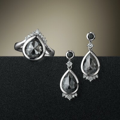 Rustic Diamond dress ring and earrings