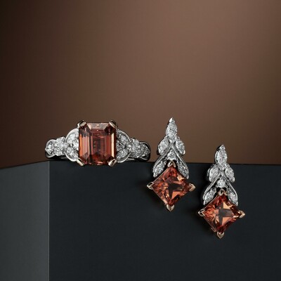 Tourmaline and Diamond ring and earrings