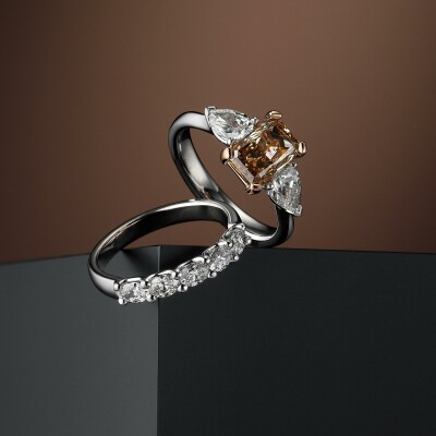 Brown Diamond and half eternity rings