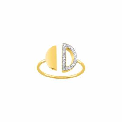 Bague en plaqué or jaune et oxydes de zirconium