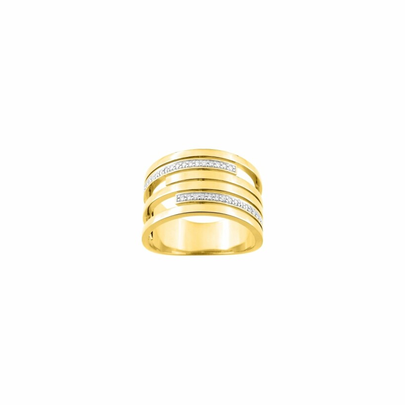 Bague en plaqué or jaune et oxydes de zirconium