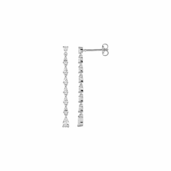 Boucles d'oreilles en argent, rhodium et oxyde de zirconium