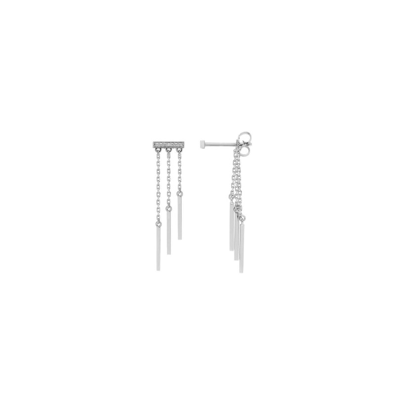 Boucles d'oreilles pendantes en argent rhodié et oxydes de zirconium