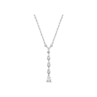 Collier Y en argent rhodié et oxyde de zirconium