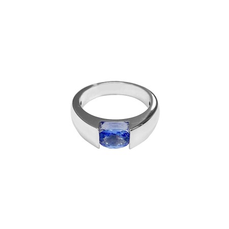 Bague Isabelle Barrier en or blanc, saphir et diamants, taille 53