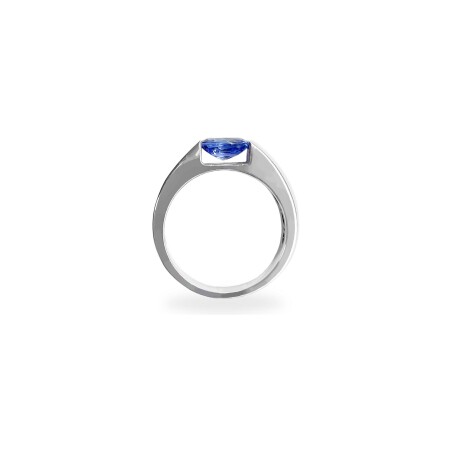 Bague Isabelle Barrier en or blanc, saphir et diamants, taille 53