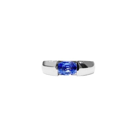 Bague Isabelle Barrier en or blanc, saphir et diamants, taille 53