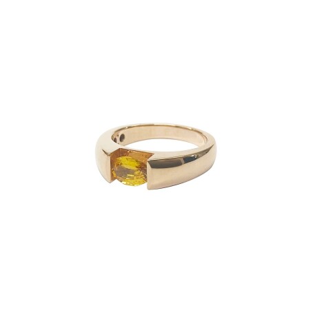 Bague Isabelle Barrier en or rose et saphir orange, taille 52