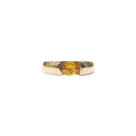 Bague Isabelle Barrier en or rose et saphir orange, taille 52