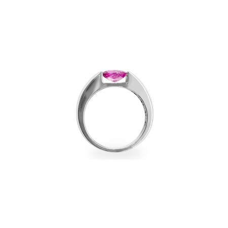 Bague Isabelle Barrier en or blanc et saphir rose, taille 52