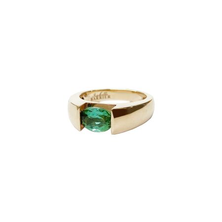 Bague Isabelle Barrier en or rose et tourmaline verte, taille 53