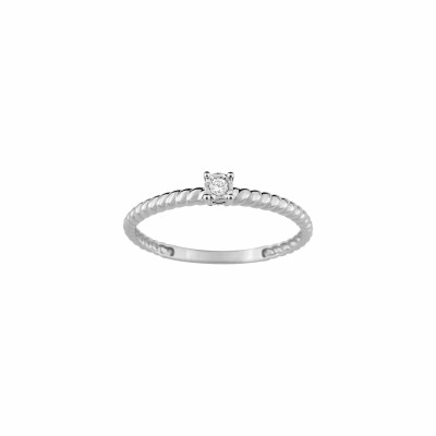 Solitaire accompagné en or blanc et diamants de 0.03ct