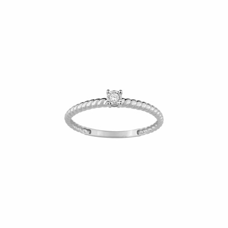 Solitaire accompagné en or blanc et diamants de 0.03ct