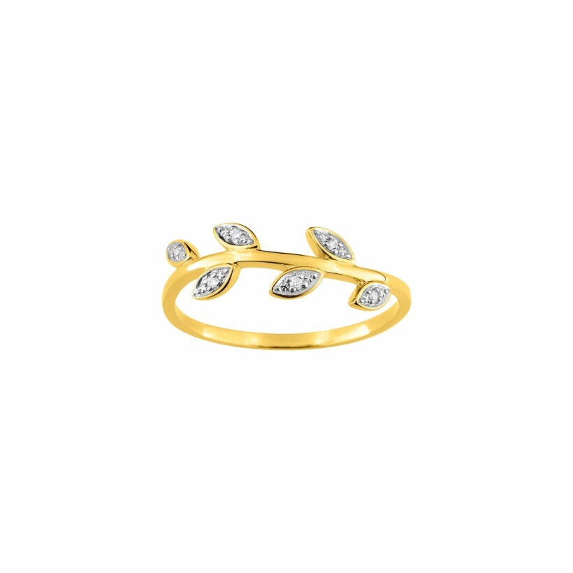 Bague en or jaune, or blanc et diamants de 0.03ct