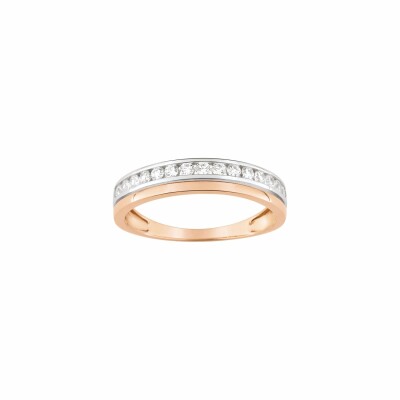 Bague en or blanc, or rose et oxydes de zirconium