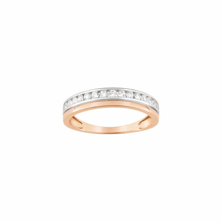 Bague en or blanc, or rose et oxydes de zirconium