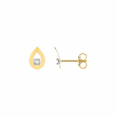 Boucles d'oreilles en or jaune, or blanc et diamants de 0.02ct