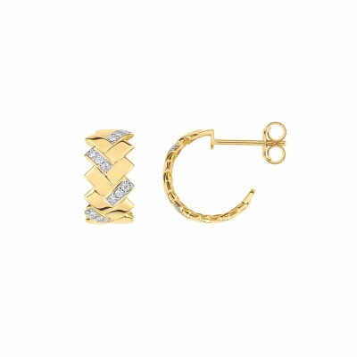 Boucles d'oreilles en or jaune et oxydes de zirconium