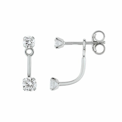 Boucles d'oreilles en or blanc et oxydes de zirconium