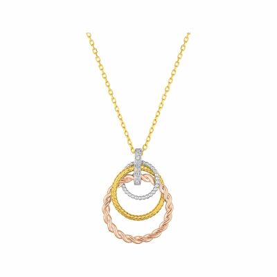 Collier en or jaune, or rose, or blanc et diamant de 0.02ct