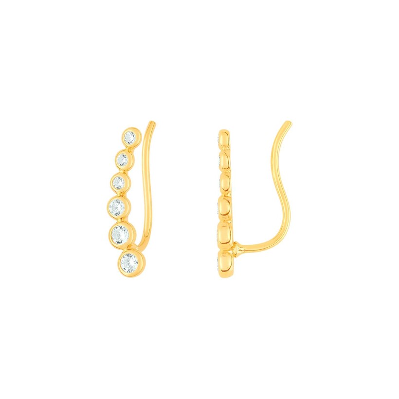 Boucles d'oreilles climber en or jaune et oxydes de zirconium