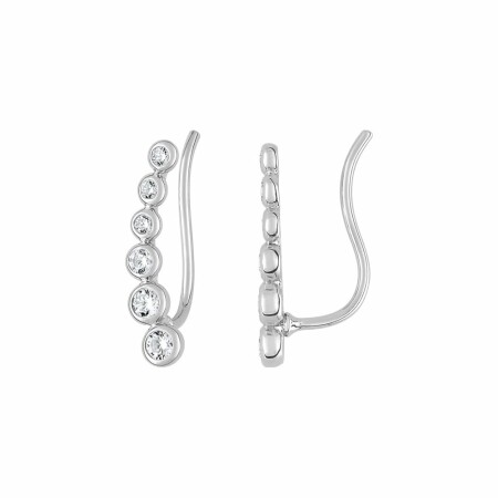 Boucles d'oreilles en or blanc et oxyde de zirconium