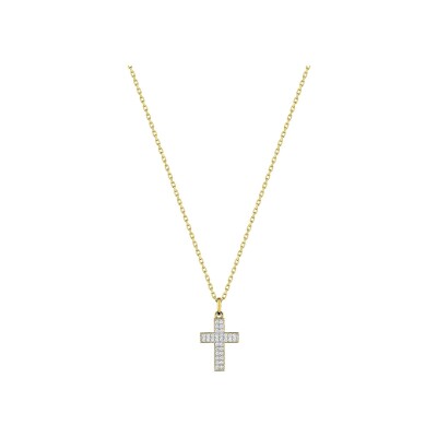 Pendentif en or jaune et oxyde de zirconium, taille 42cm