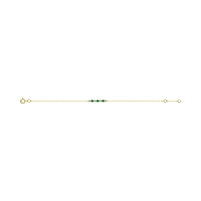 Bracelet en or jaune, or blanc, émeraude et oxyde de zirconium