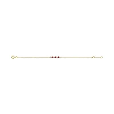 Bracelet en or jaune, or blanc, rubis et oxyde de zirconium