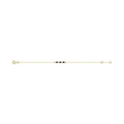 Bracelet en or jaune, saphir et oxyde de zirconium