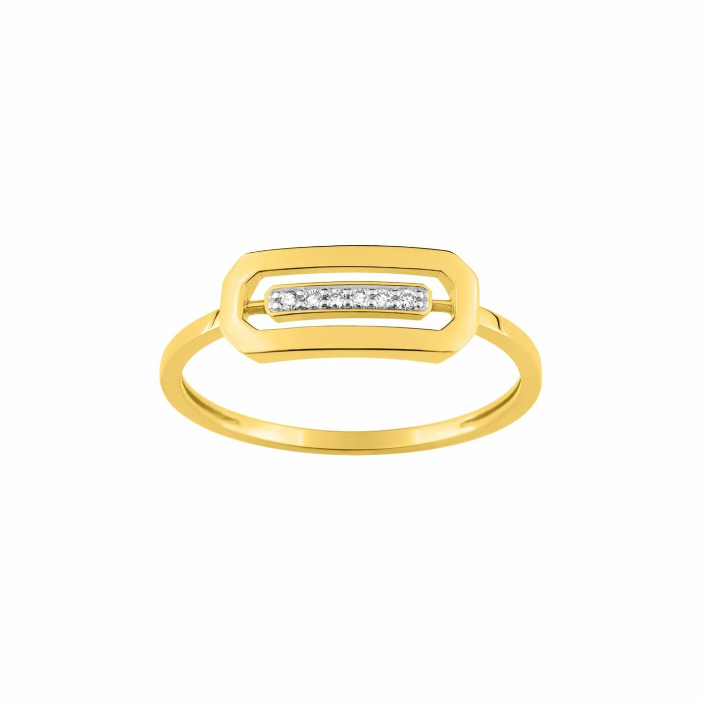 Bague en or jaune, or blanc et diamants de 0.03ct