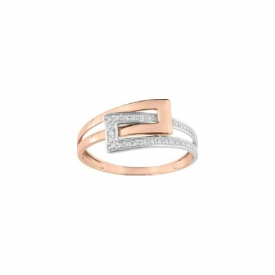 Bague en or rose, or blanc et diamant de 0.015ct