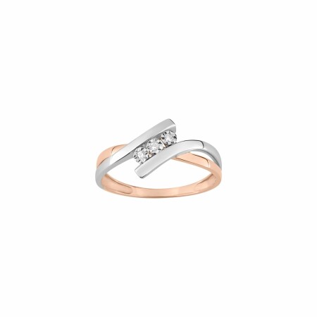 Bague en or rose, or blanc et diamants