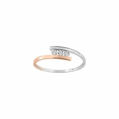 Bague en or blanc, or rose et diamants