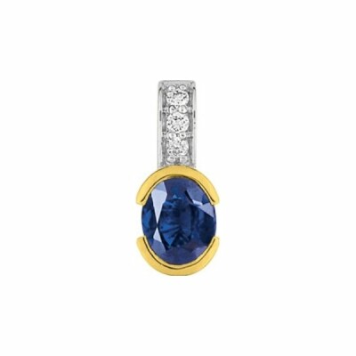 Pendentif en or jaune et saphir, diamants de 0.027ct