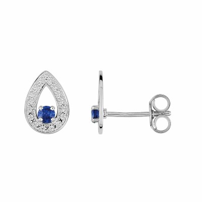 Boucles d'oreilles en or blanc et saphirs et diamants