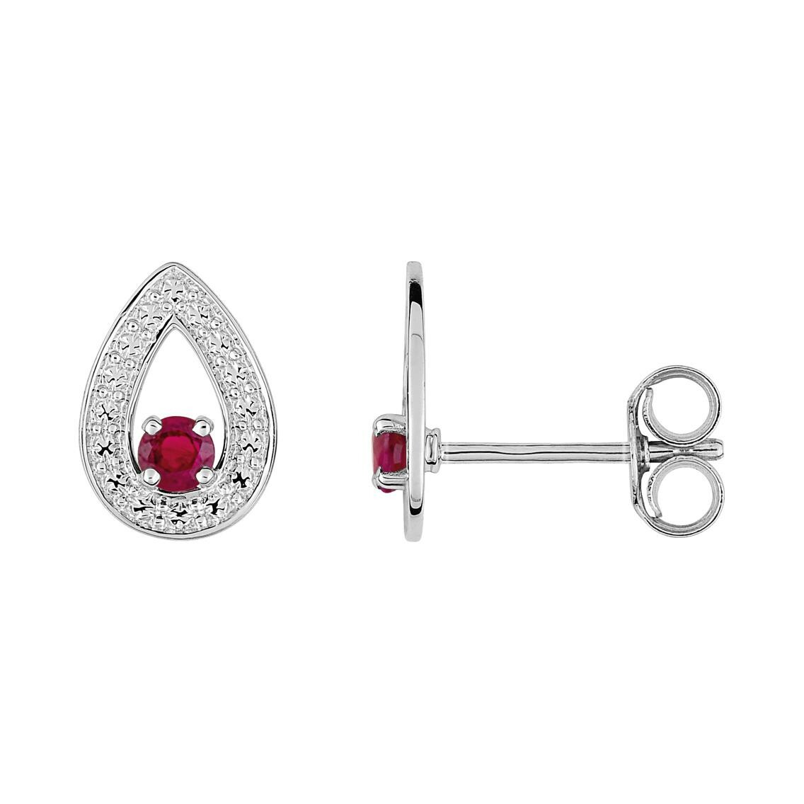 Boucles d'oreilles en or blanc et rubis