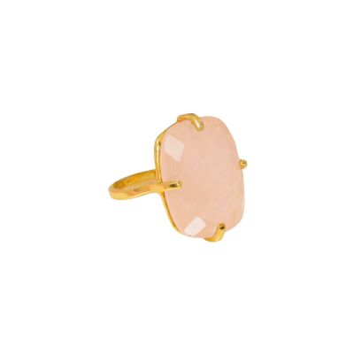 Bague Une A Une en argent et quartz rose 