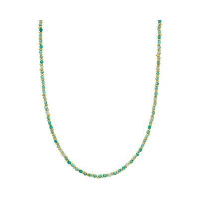 Collier Une A Une Gaya en laiton doré et amazonite