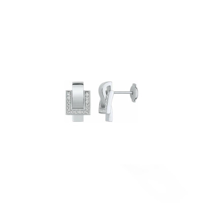 Boucles d'oreilles Guy Laroche en argent rhodié et oxydes de zirconium