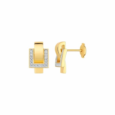 Boucles d'oreilles Guy Laroche en plaqué or jaune et oxydes de zirconium