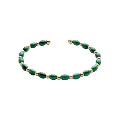 Bracelet Doux Ame de Titane en or jaune, perle et malachite