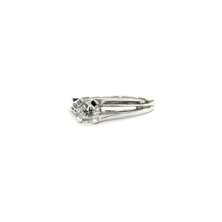 Solitaire Isabelle Barrier en or blanc et diamant de 0.25ct, taille 53