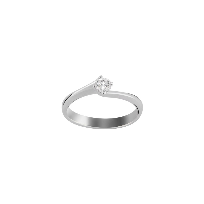 Solitaire Vaneste Twist sertie griffe en or blanc et diamant